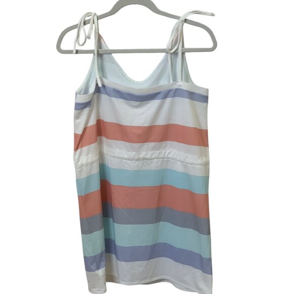 Belinda V-Neck Pastel Striped Tank Top Mini Sundress String Tie Cover Up- M- NWT - Picture 2 of 8